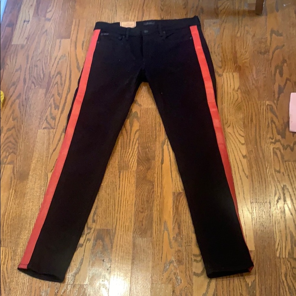 Ralph Lauren skinny jeans with red leather detail